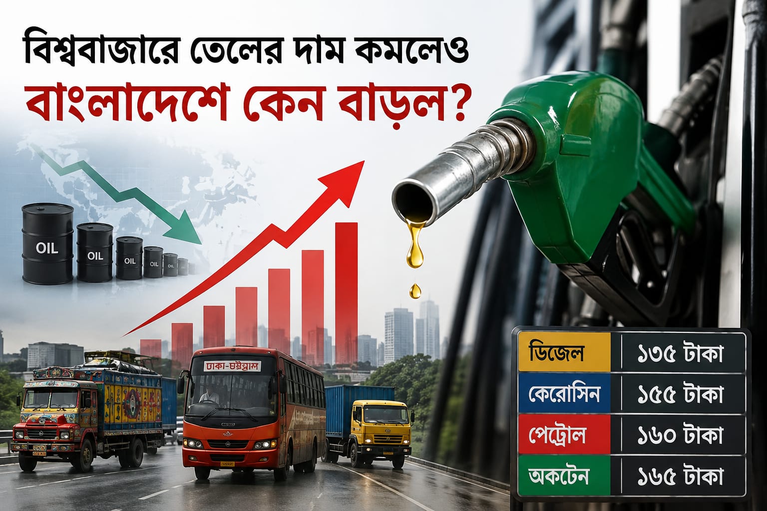 বিশ্ববাজারে তেলের দাম কমলেও বাংলাদেশে বাড়ল কেন?